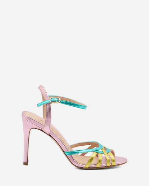 SANDALO CON TACCO IN PELLE VERNICE MULTICOLOR 3024
