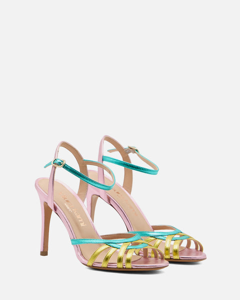SANDALO CON TACCO IN PELLE VERNICE MULTICOLOR 3024