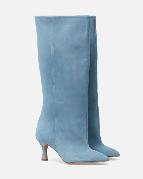 STIVALI AZZURI GAMBALE AMPIO IN CAMOSCIO 830