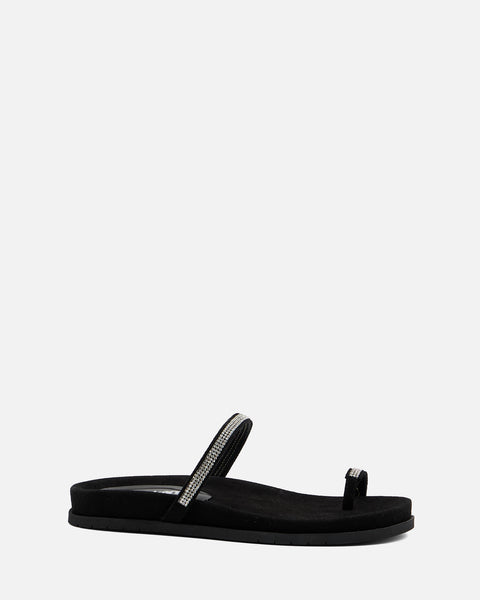 SANDALO CON FASCIA GIOIELLO IN CAMOSCIO NERO 8621