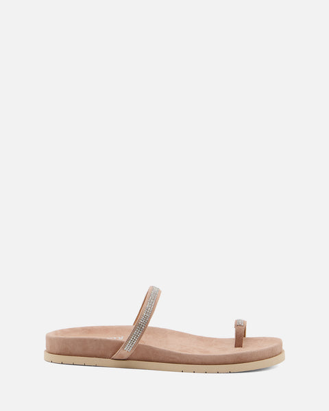 SANDALO CON FASCIA GIOIELLO IN CAMOSCIO NUDE 8621