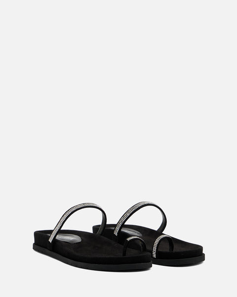 SANDALO CON FASCIA GIOIELLO IN CAMOSCIO NERO 8621