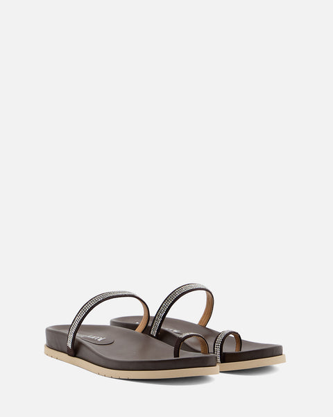 SANDALO CON FASCE GIOIELLO IN PELLE TESTA DI MORO 8621