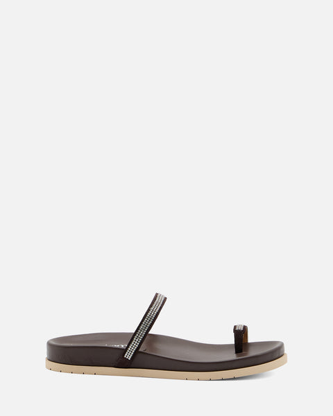 SANDALO CON FASCE GIOIELLO IN PELLE TESTA DI MORO 8621