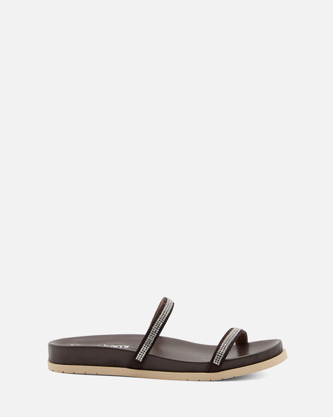 SANDALO CON FASCIA GIOIELLO IN PELLE TESTA DI MORO 8711