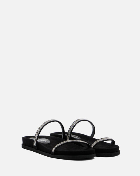 SANDALO CON FASCIA GIOIELLO IN CAMOSCIO NERO 8711