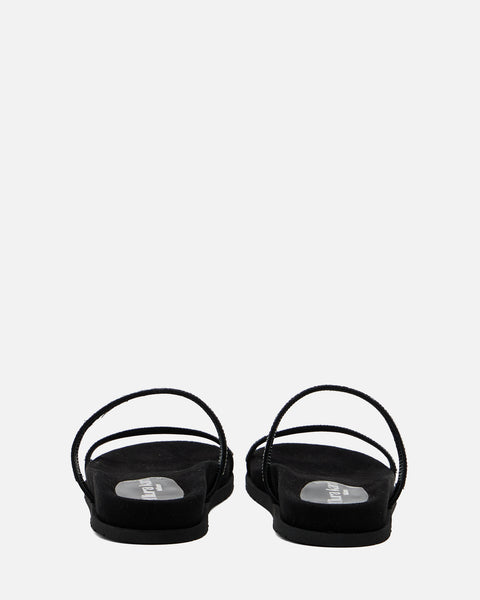 SANDALO CON FASCIA GIOIELLO IN CAMOSCIO NERO 8711