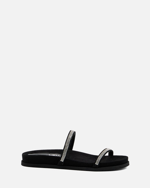 SANDALO CON FASCIA GIOIELLO IN CAMOSCIO NERO 8711