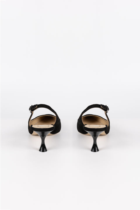 DECOLLETE' CON CINTURINO IN CAMOSCIO NERO CHA 50