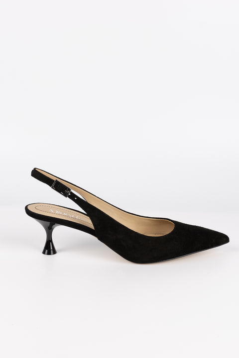 DECOLLETE' CON CINTURINO IN CAMOSCIO NERO CHA 50