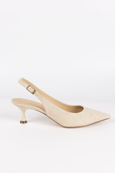 DECOLLETE' CON CINTURINO IN CAMOSCIO BEIGE CHA 50