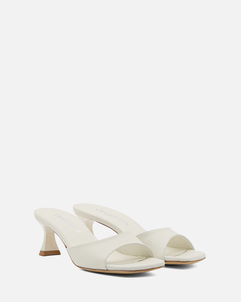 SANDALO CON TACCO IN PELLE OFF WHITE GF988