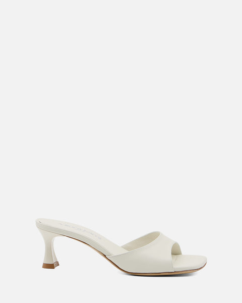 SANDALO CON TACCO IN PELLE OFF WHITE GF988