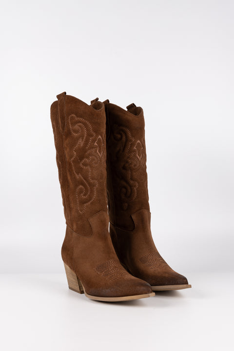 TEXANO IN CAMOSCIO CON GAMBALE RICAMATO DOLCE VITA 128 R/S