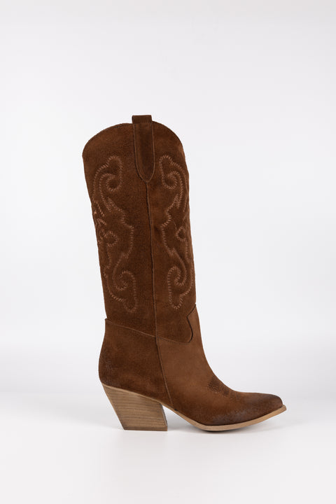TEXANO IN CAMOSCIO CON GAMBALE RICAMATO DOLCE VITA 128 R/S