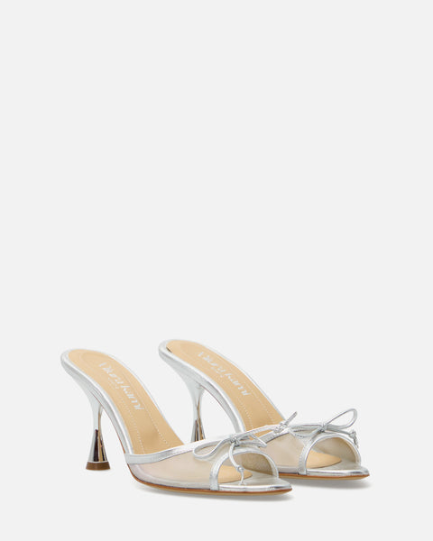SANDALI ARGENTO CON TACCHI E FIOCCO GF921