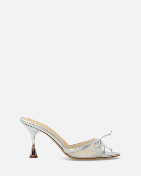 SANDALI ARGENTO CON TACCHI E FIOCCO GF921