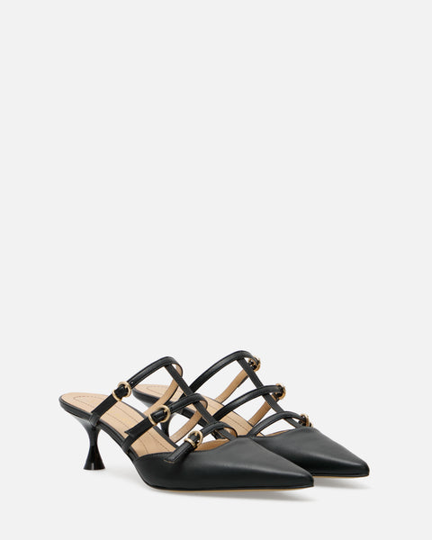 DECOLLETE' CON CINTURINI IN PELLE NERO GF915