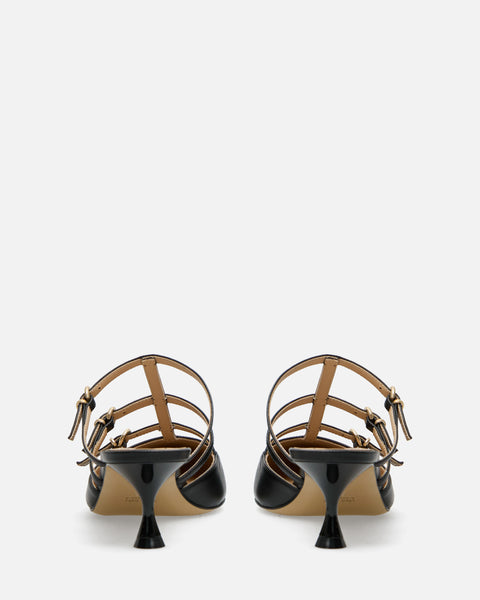DECOLLETE' CON CINTURINI IN PELLE NERO GF915