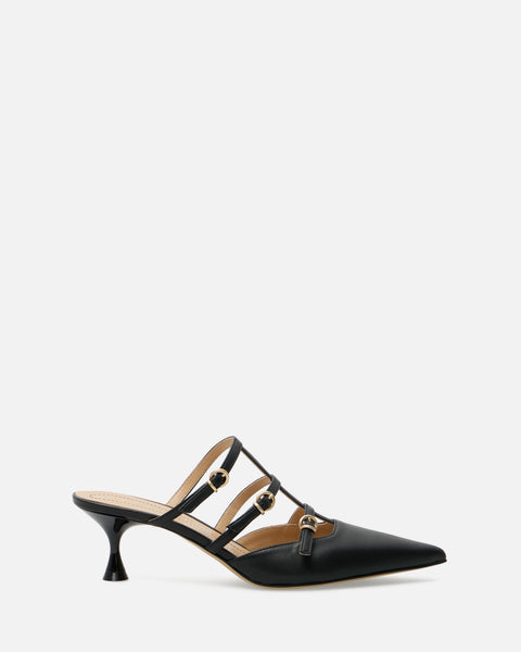 DECOLLETE' CON CINTURINI IN PELLE NERO GF915