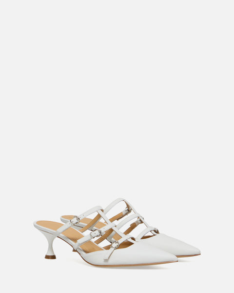 DECOLLETE' CON CINTURINI IN PELLE BIANCO GF915