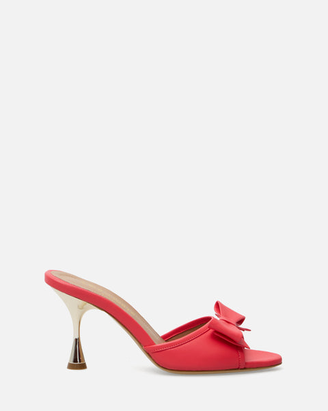 SANDALO CON TACCO E FIOCCO IN PELLE CORALLO GF923