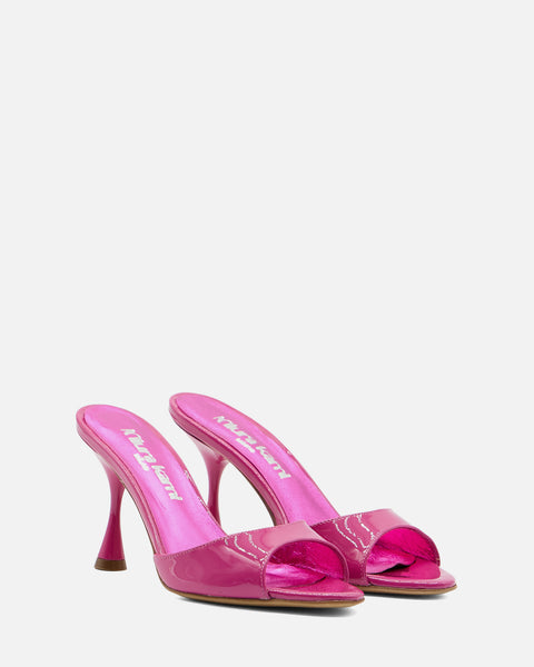 SANDALO CON TACCO IN PELLE VERNICE FUCSIA GF922