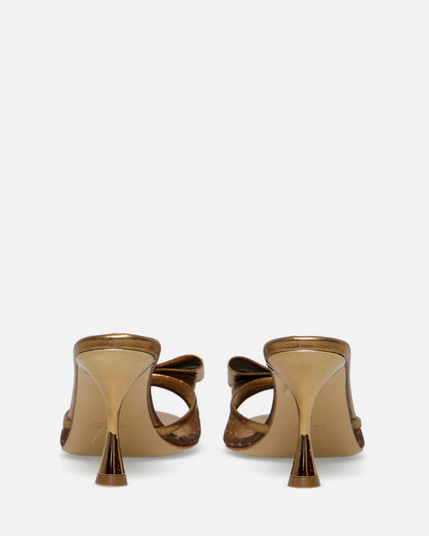 SANDALO CON FASCIA RICAMATA E FIOCCO BRONZO GF924