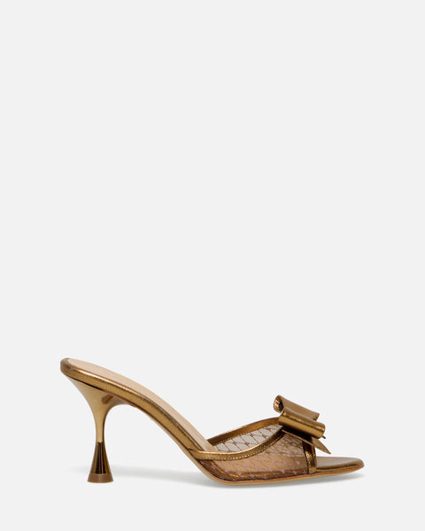 SANDALO CON FASCIA RICAMATA E FIOCCO BRONZO GF924