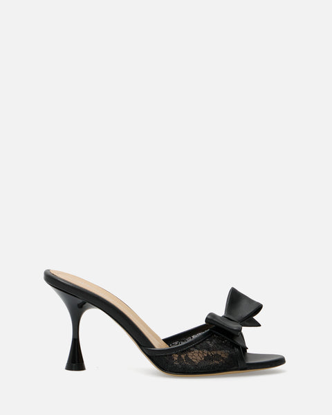 SANDALO CON FASCIA RICAMATA E FIOCCO NERO GF924