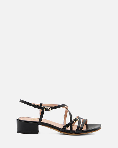 SANDALO CON TACCO IN PELLE NERO GF926