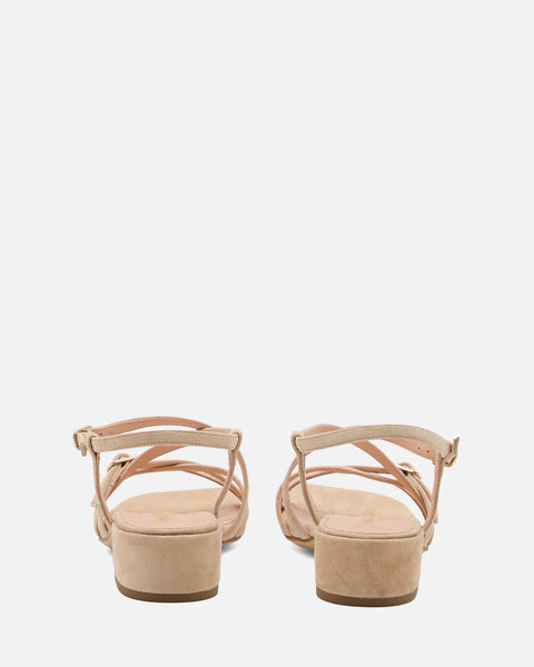 SANDALO CON TACCO IN CAMOSCIO BEIGE GF926