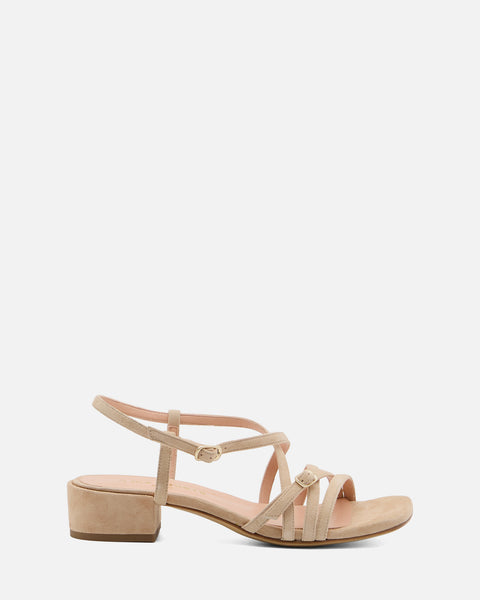 SANDALO CON TACCO IN CAMOSCIO BEIGE GF926