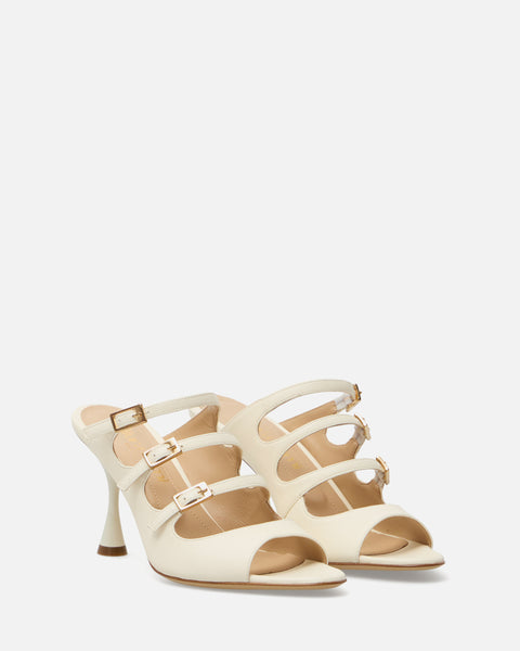 SANDALI OFF WHITE  CON TACCO E CINTURINI GF936