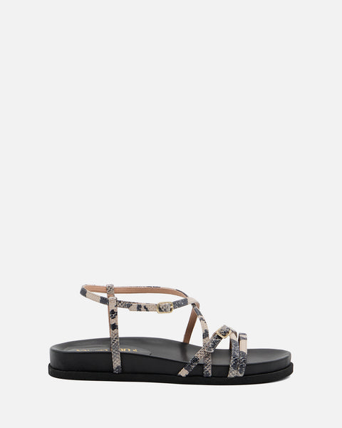 SANDALO CON CINTURINI IN PELLE NERO-PITONE Gf951