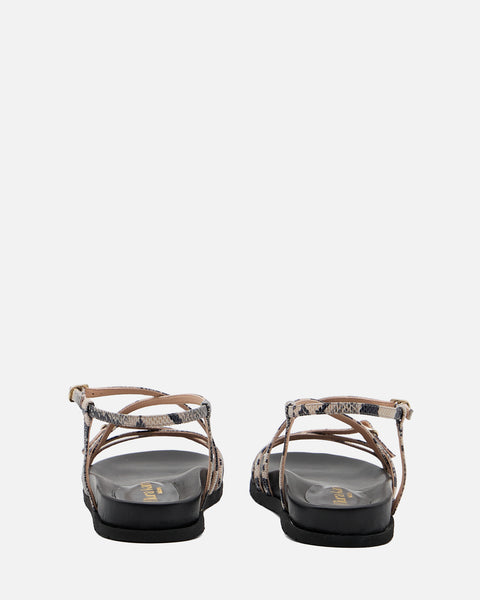 SANDALO CON CINTURINI IN PELLE NERO-PITONE Gf951