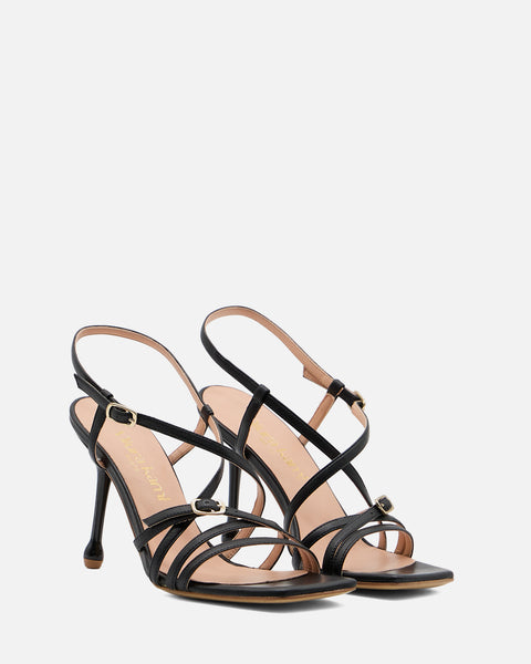 SANDALO CON TACCO IN PELLE NERO GF954