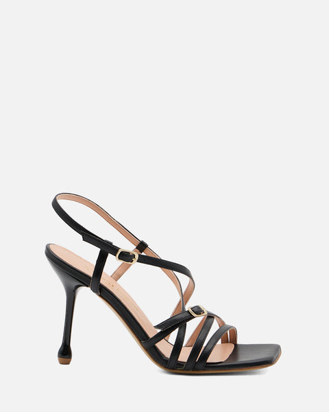 SANDALO CON TACCO IN PELLE NERO GF954