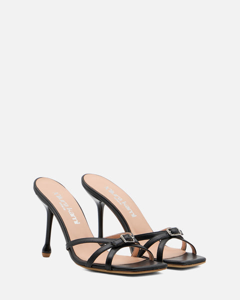 SANDALO CON TACCO IN PELLE NERO GF964