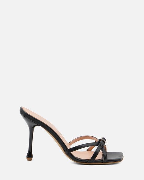SANDALO CON TACCO IN PELLE NERO GF964