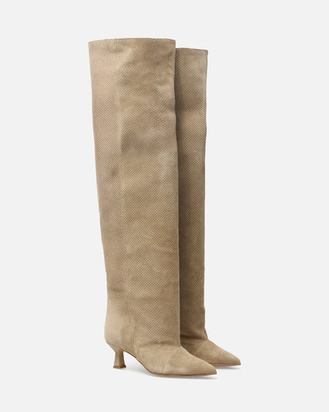 STIVALI TORTORA AL GINOCCHIO  IN CAMOSCIO  JENNIFER