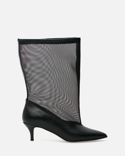 STIVALE CON GAMBALE AMPIO A RETE IN PELLE NERO 820