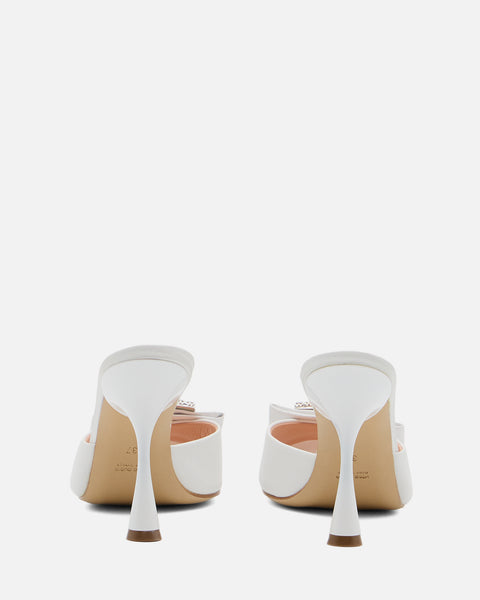 SANDALO CON TACCO E FASCIA GIOIELLO IN PELLE BIANCO RL530