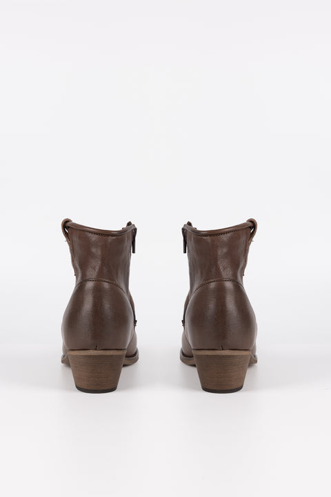 TEXANO CON ZIP LATERALE IN PELLE MARRONE LARA B