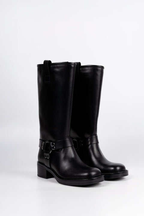 ANFIBIO IN PELLE NERO BIKER