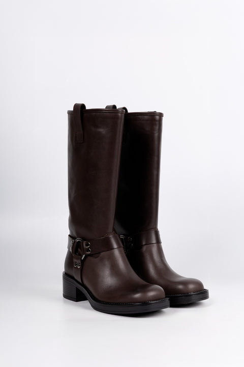 ANFIBIO IN PELLE TESTA DI MORO BIKER