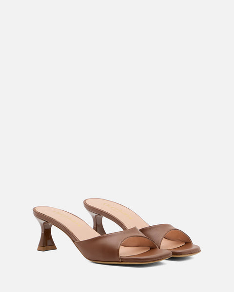 SANDALO CON TACCO IN PELLE CUOIO GF988