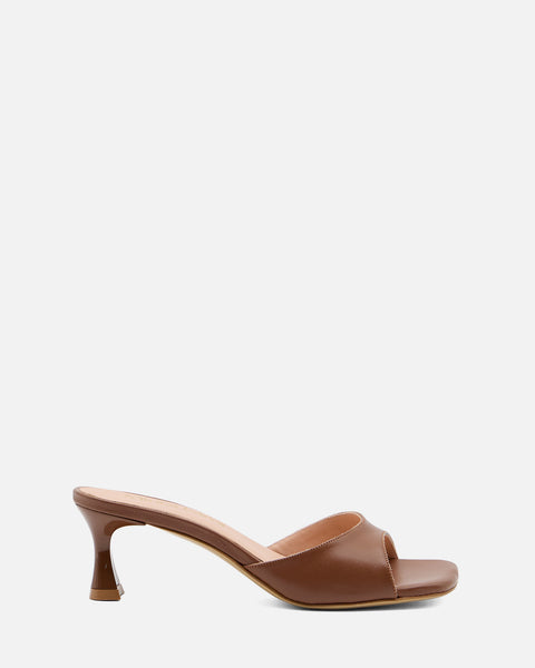 SANDALO CON TACCO IN PELLE CUOIO GF988