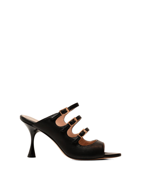 SANDALO CON FIBIE IN PELLE NERO GF936