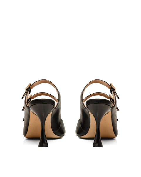 SANDALO CON FIBIE IN PELLE NERO GF936
